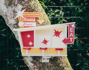 Whimsical Bird Feeder - 3D Printed Design, Digital Craft Bird House, Unique Bird Food Station