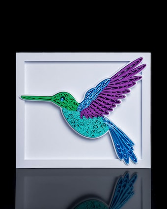 Whimsical 3D Quilled Hummingbird Art - Unique Home Decor Accen | Quilled Humming Bird Art | Bird Wall Art | Quilled Wall Art