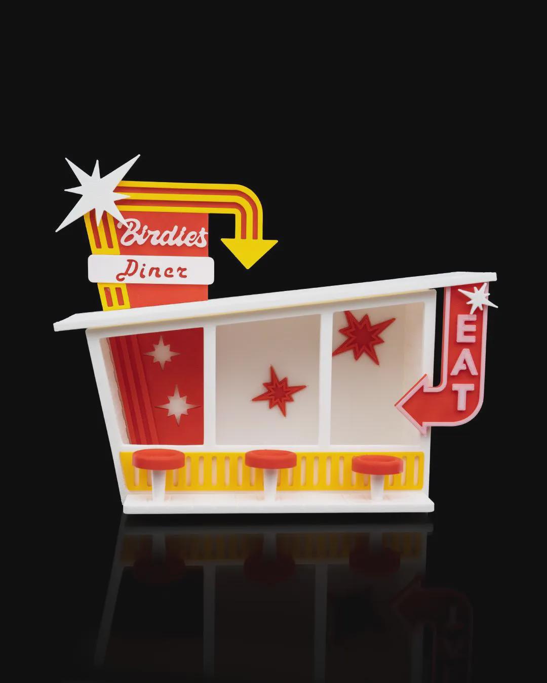 Whimsical Bird Feeder - 3D Printed Design, Digital Craft Bird House, Unique Bird Food Station