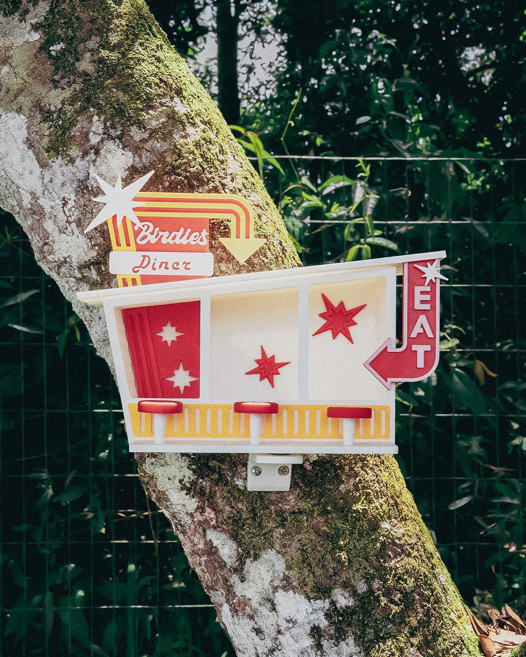Whimsical Bird Feeder - 3D Printed Design, Digital Craft Bird House, Unique Bird Food Station